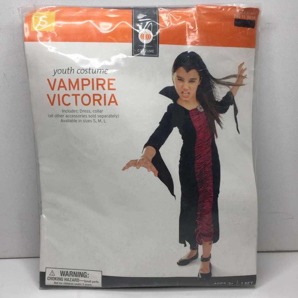 Vampire Victoria Black Costume Halloween Party Dress Youth Size Small S Child